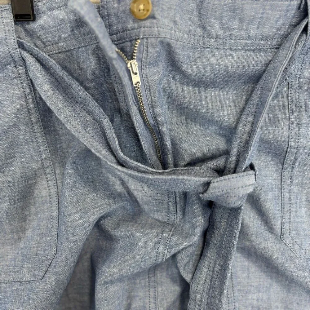 Talbots Plus Women's Size 18W Plus Chambray Blue Belted A Line Skirt